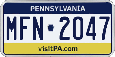 PA license plate MFN2047