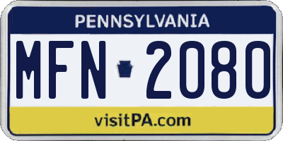 PA license plate MFN2080