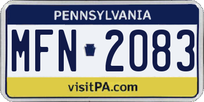 PA license plate MFN2083