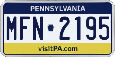 PA license plate MFN2195