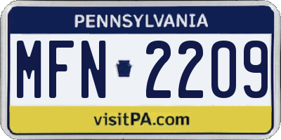 PA license plate MFN2209