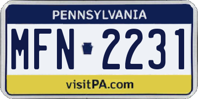 PA license plate MFN2231