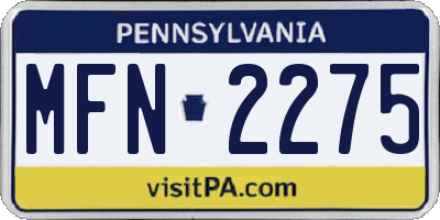 PA license plate MFN2275