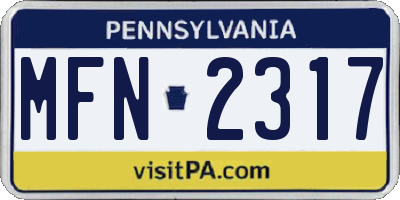 PA license plate MFN2317