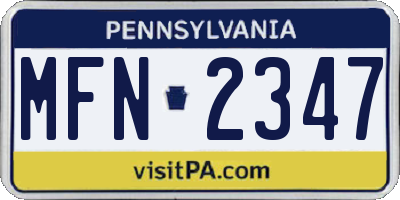 PA license plate MFN2347