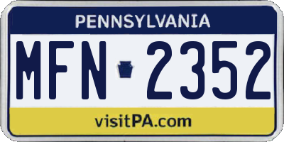 PA license plate MFN2352