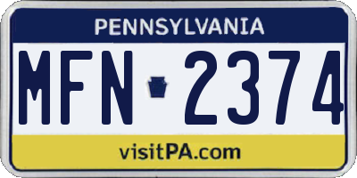 PA license plate MFN2374