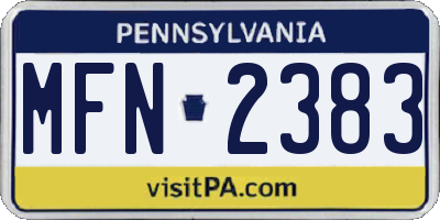 PA license plate MFN2383
