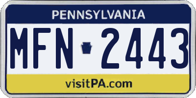 PA license plate MFN2443