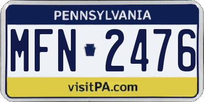 PA license plate MFN2476