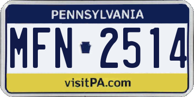 PA license plate MFN2514