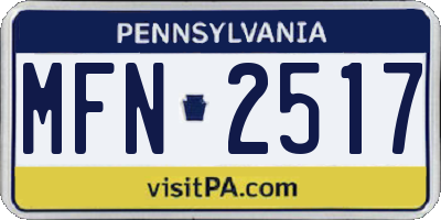 PA license plate MFN2517