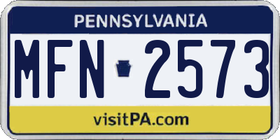 PA license plate MFN2573
