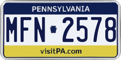 PA license plate MFN2578