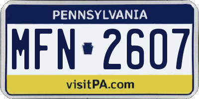 PA license plate MFN2607