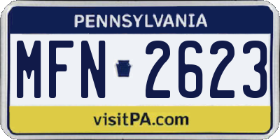PA license plate MFN2623