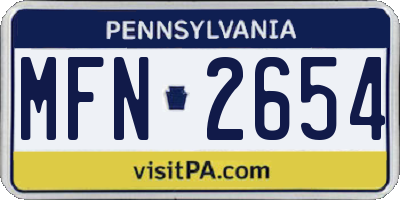 PA license plate MFN2654