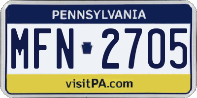 PA license plate MFN2705