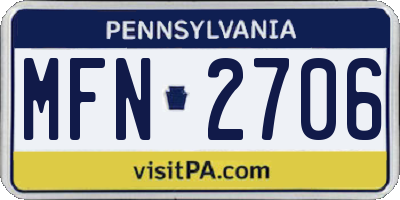 PA license plate MFN2706