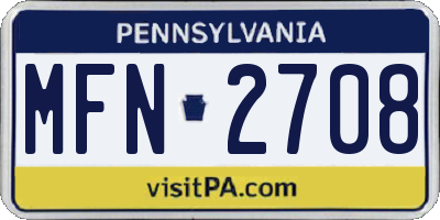 PA license plate MFN2708