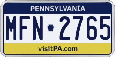 PA license plate MFN2765