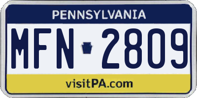 PA license plate MFN2809