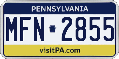 PA license plate MFN2855