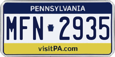 PA license plate MFN2935