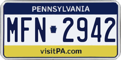 PA license plate MFN2942