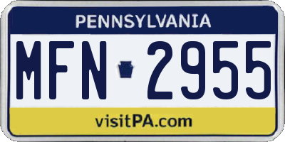 PA license plate MFN2955