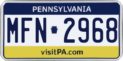 PA license plate MFN2968