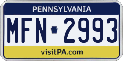 PA license plate MFN2993