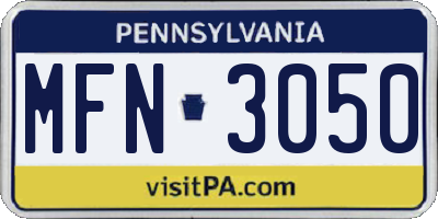 PA license plate MFN3050