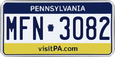 PA license plate MFN3082