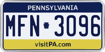 PA license plate MFN3096