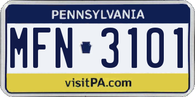 PA license plate MFN3101