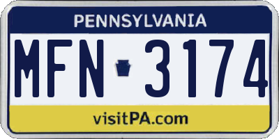 PA license plate MFN3174