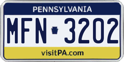 PA license plate MFN3202