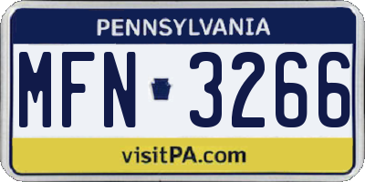PA license plate MFN3266