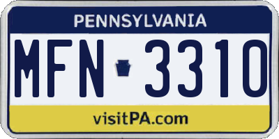 PA license plate MFN3310