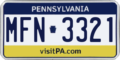 PA license plate MFN3321