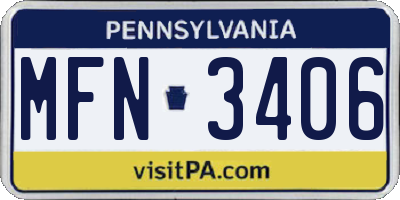 PA license plate MFN3406