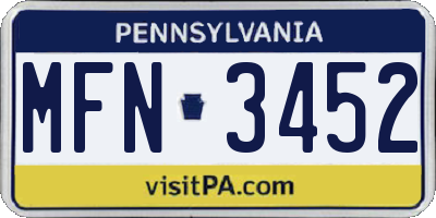 PA license plate MFN3452