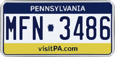 PA license plate MFN3486