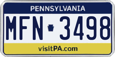 PA license plate MFN3498
