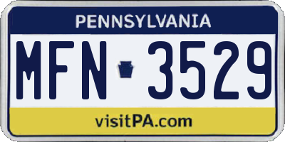 PA license plate MFN3529