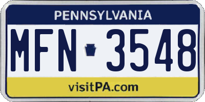 PA license plate MFN3548