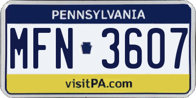 PA license plate MFN3607