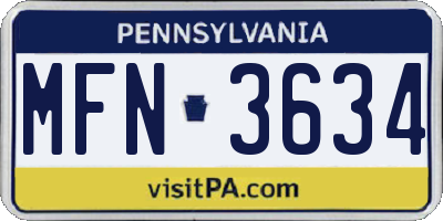 PA license plate MFN3634