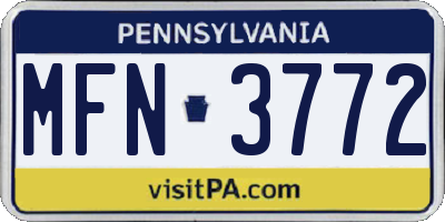 PA license plate MFN3772